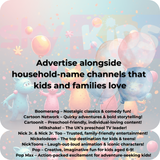 Sky VOD  KIDS Video on Demand TV Advertising costs Jan to July £0.05p per 100 views